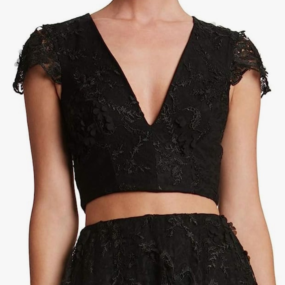 Dress the Population Black Lace Crop Top